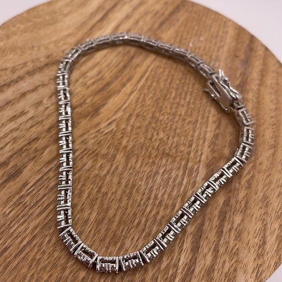 Sterling Silver and Cubic Zirconia Tennis Bracelet - Picture 4 of 5